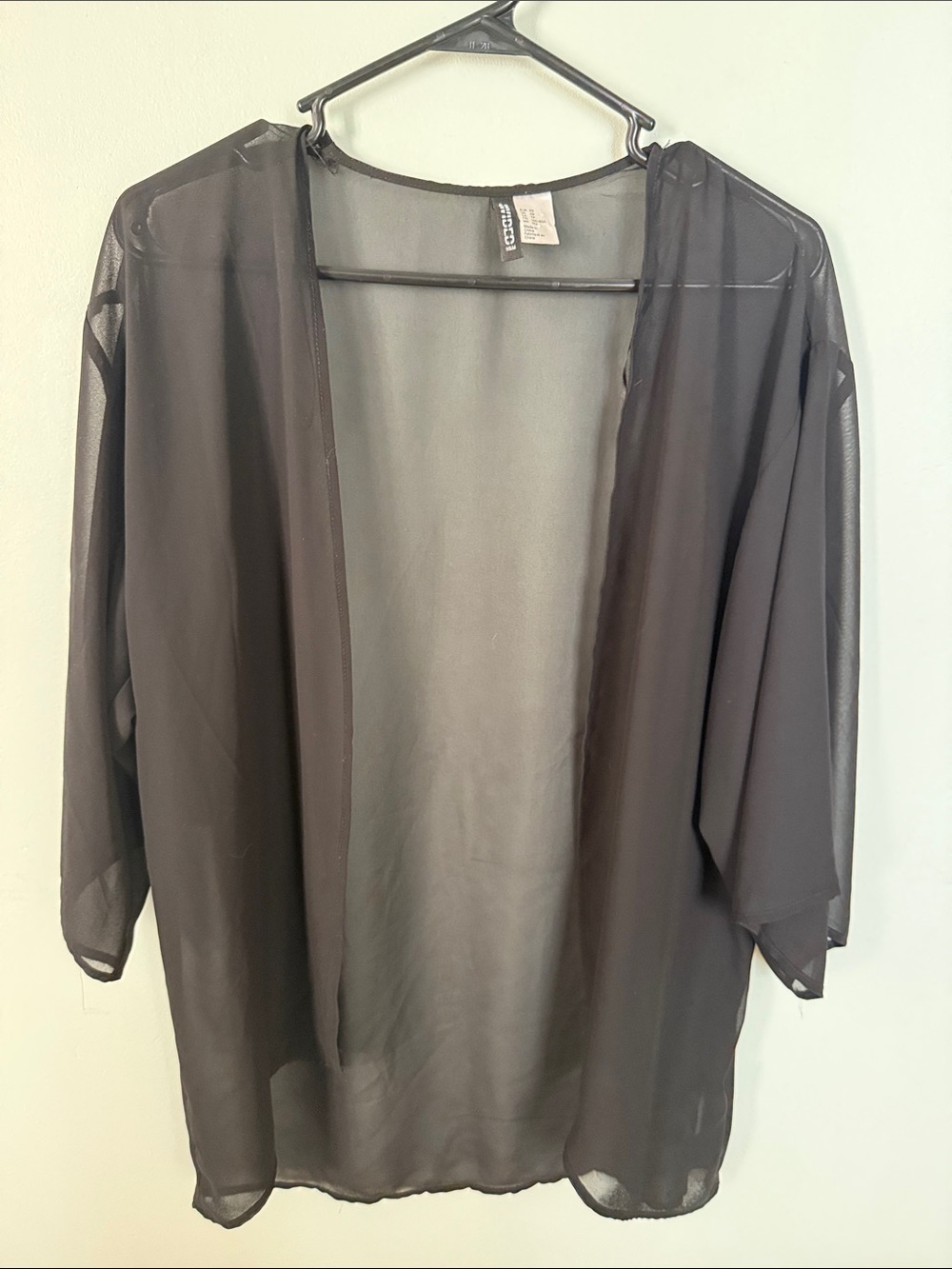 Divided by H&M Sheer Black Open-Front Kimono Size XS